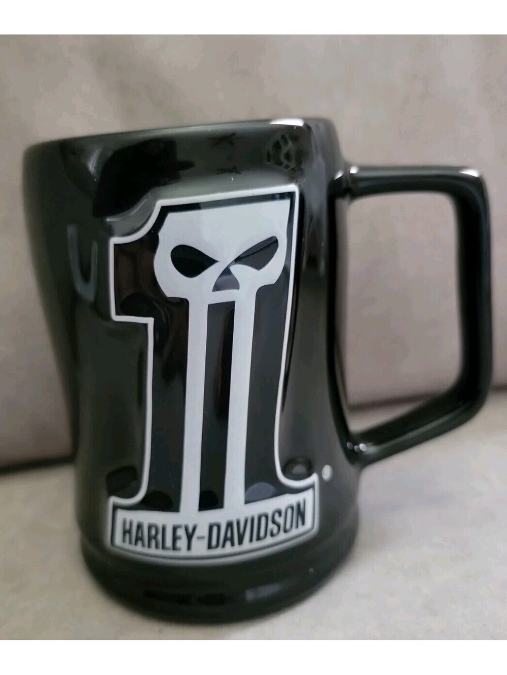 Harley-Davidson Punisher Skull Black Ceramic Coffee Mug 2015 Official H-D Cup